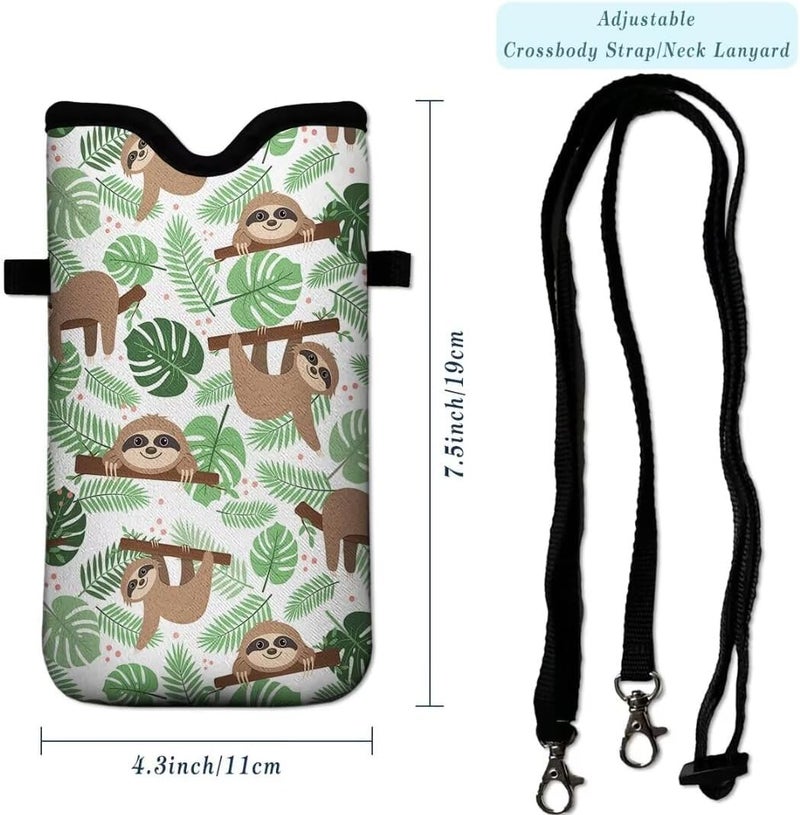 FREZORA Cell Phone Sleeves Bag Case Crossbody Neoprene Holder Lanyard Phone Pouch for Women Men 7.5 X 4.5 Inches - Sloth - Image 4